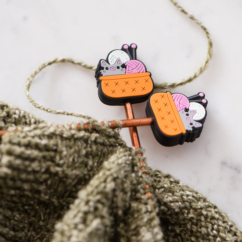 knitting kitty needle stoppers