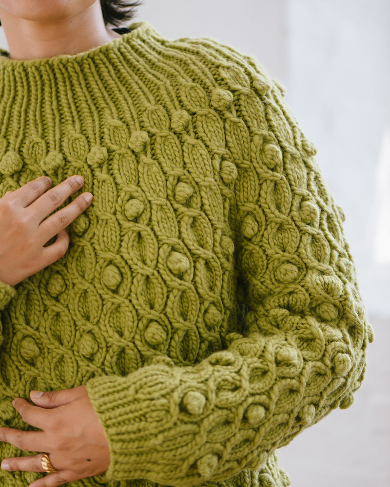 Jomon Pullover Bobble Sweater Knitting Pattern by Keiko Kikuno