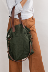 waxed canvas crossbody tote - book - Image 2