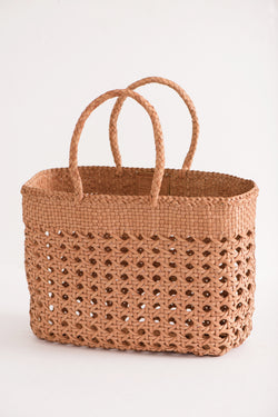 natural wicker leather bag