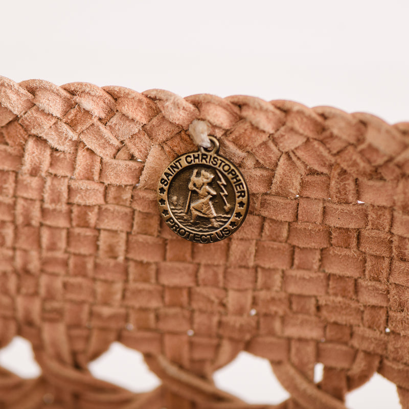 natural wicker leather bag