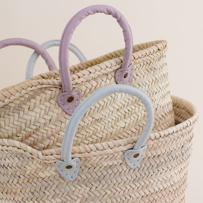 Recycled Woven Leather Baskets Set of 3 in Cognac by Quince