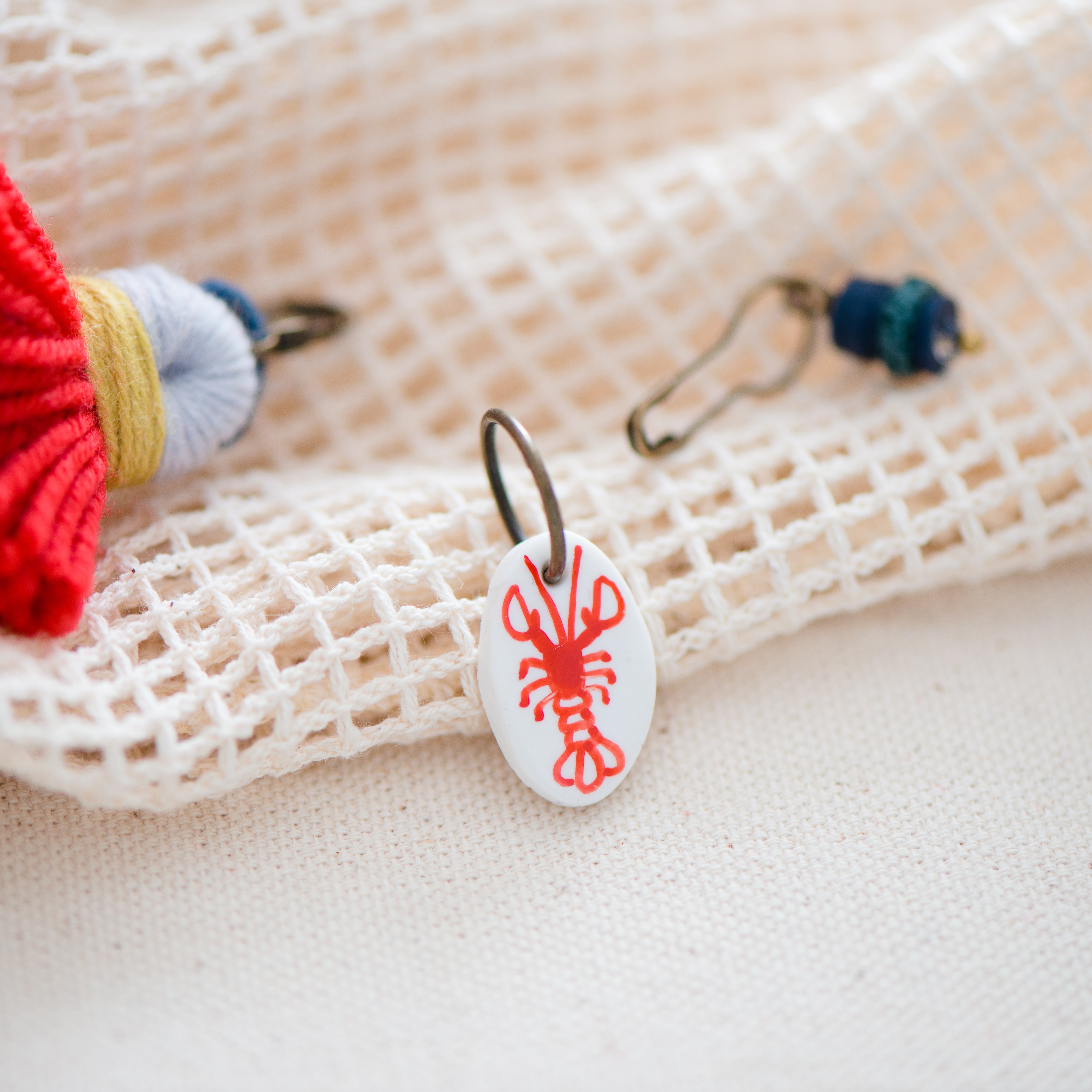 lobster buoy stitch markers Quince & Co.