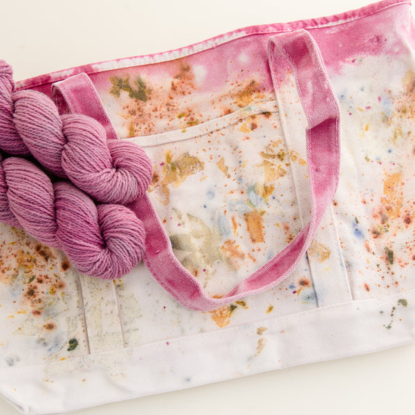 Tan/petal Pink Small Crochet Tote Bag