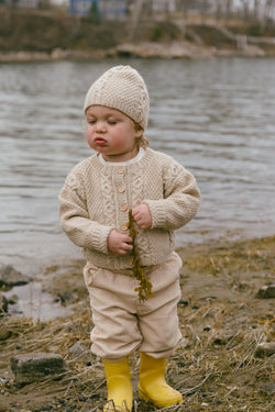 lunenburg cardigan and cap