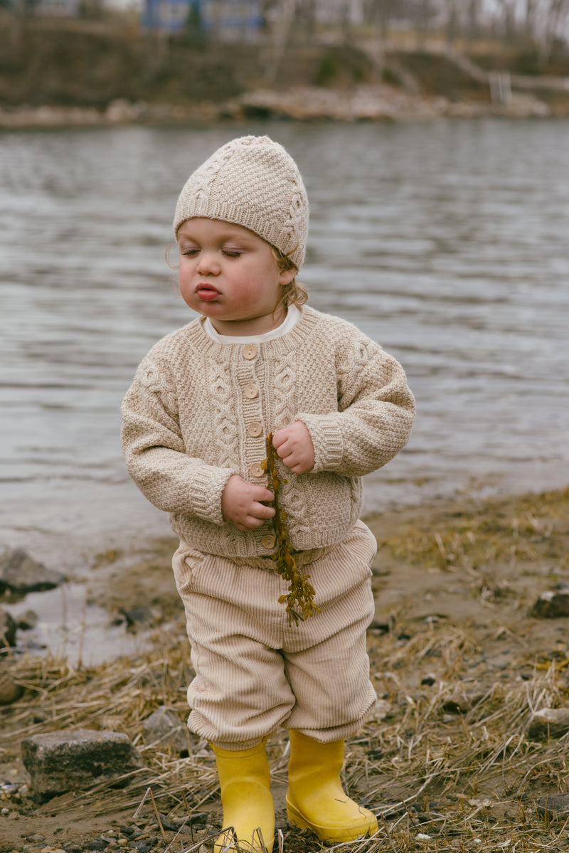 lunenburg cardigan and cap
