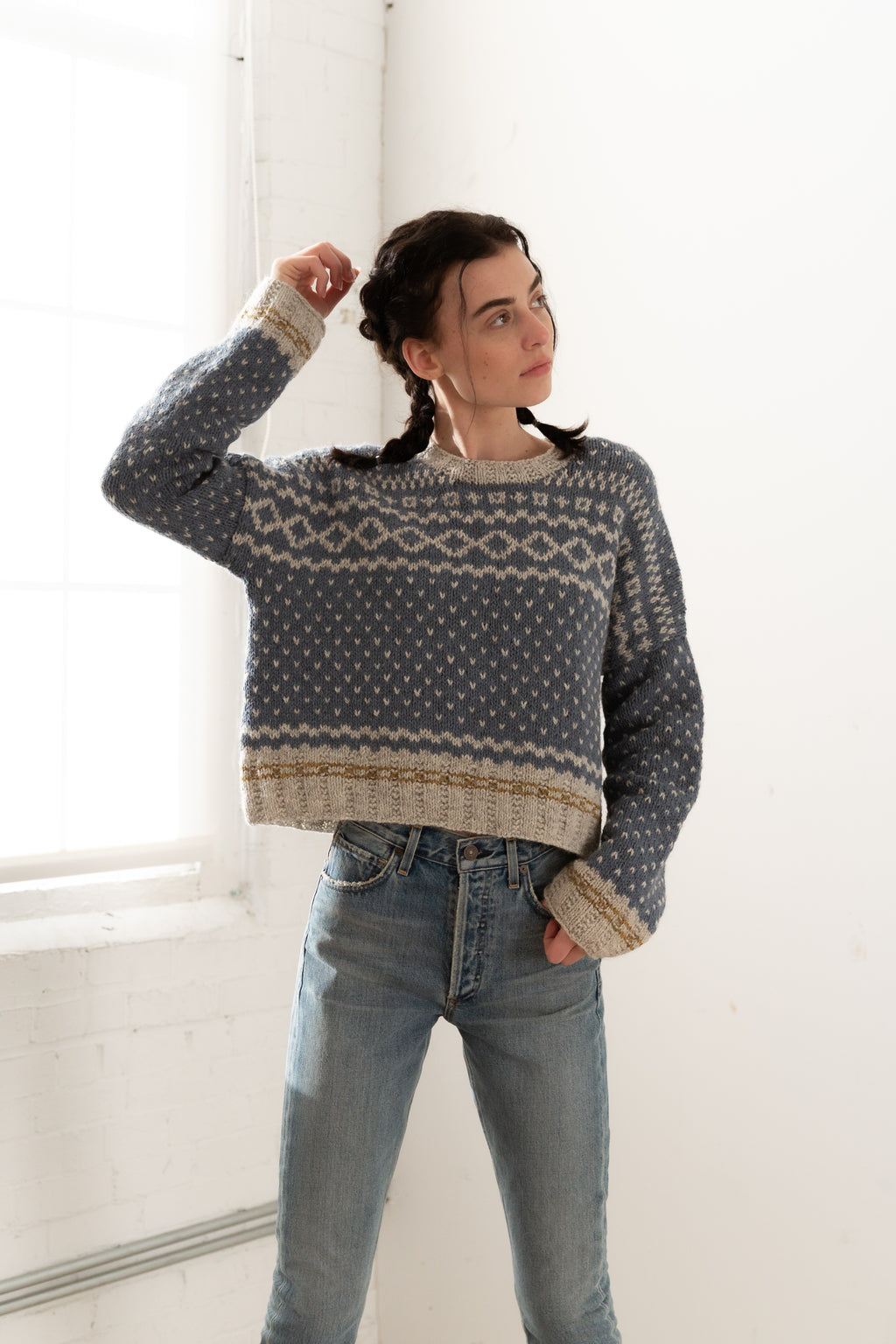 トップス Basket Pattern Combination Knitted hobblebush pullover sweater knitting pattern – Quince & Co.
