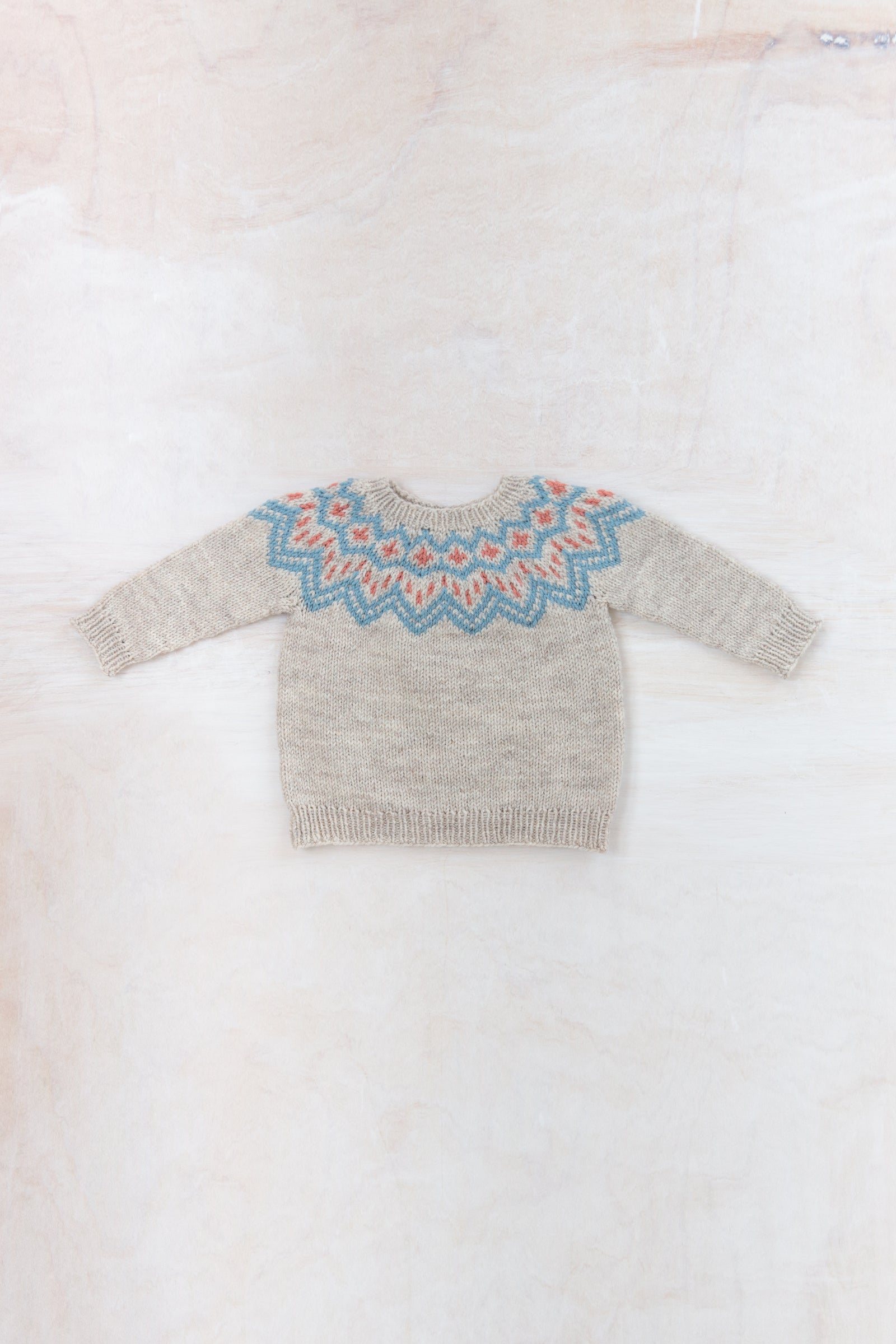 GRAY KNITTED SWEATER WITH COLORFUL JACQUARD PATTERN, BABY GRAY KNITTED SWEATER WITH COLORFUL JACQUARD PATTERN, BABY