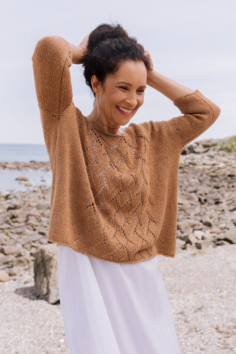 Konti Linen Sweater Knitting Pattern by Hanna Maciejewska – Quince