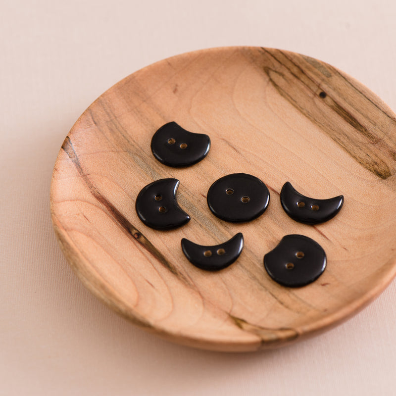 black moon phase ceramic buttons
