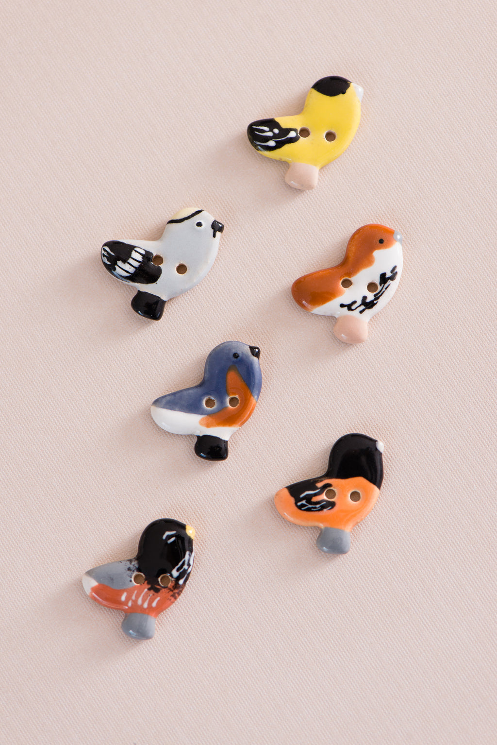 ceramic songbird buttons