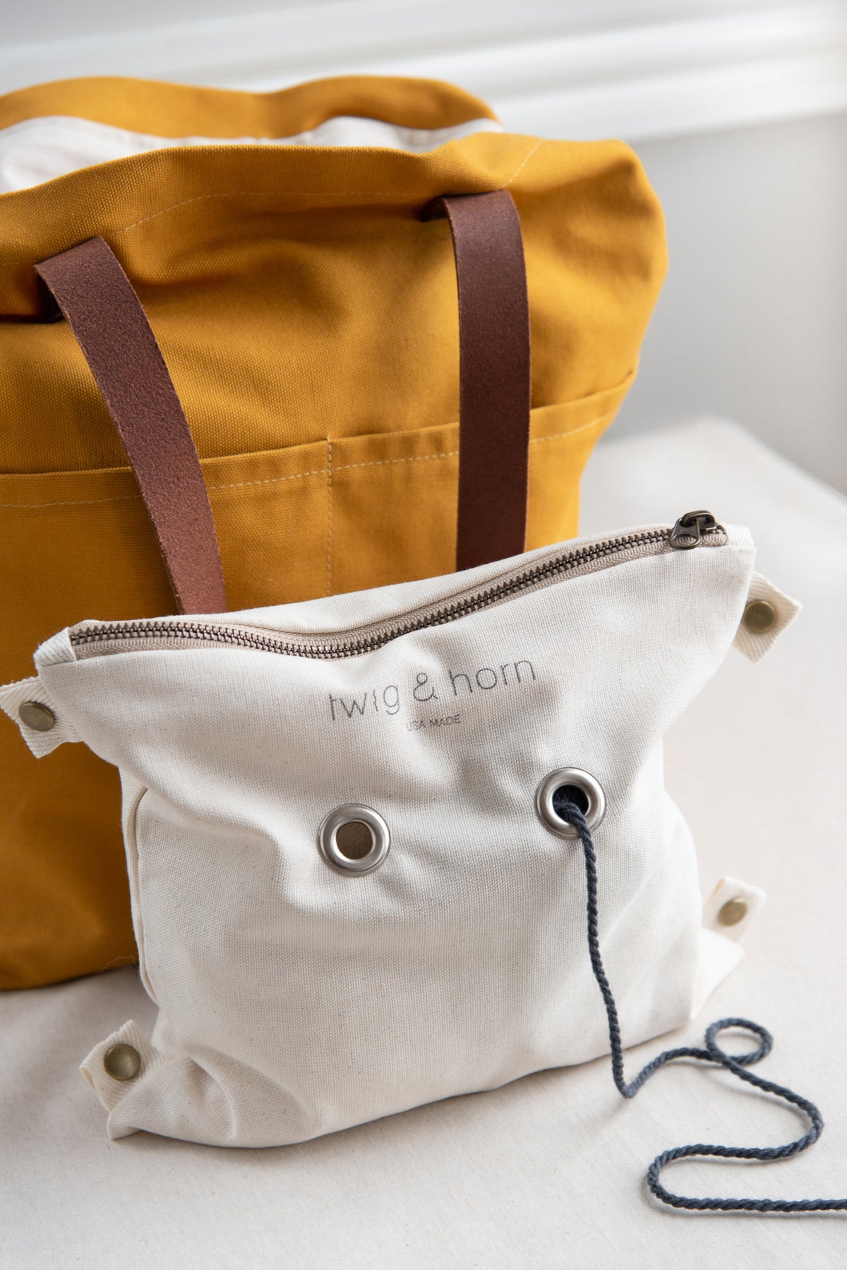 Twig & Horn Canvas Crossbody Project Tote – Quince & Co.