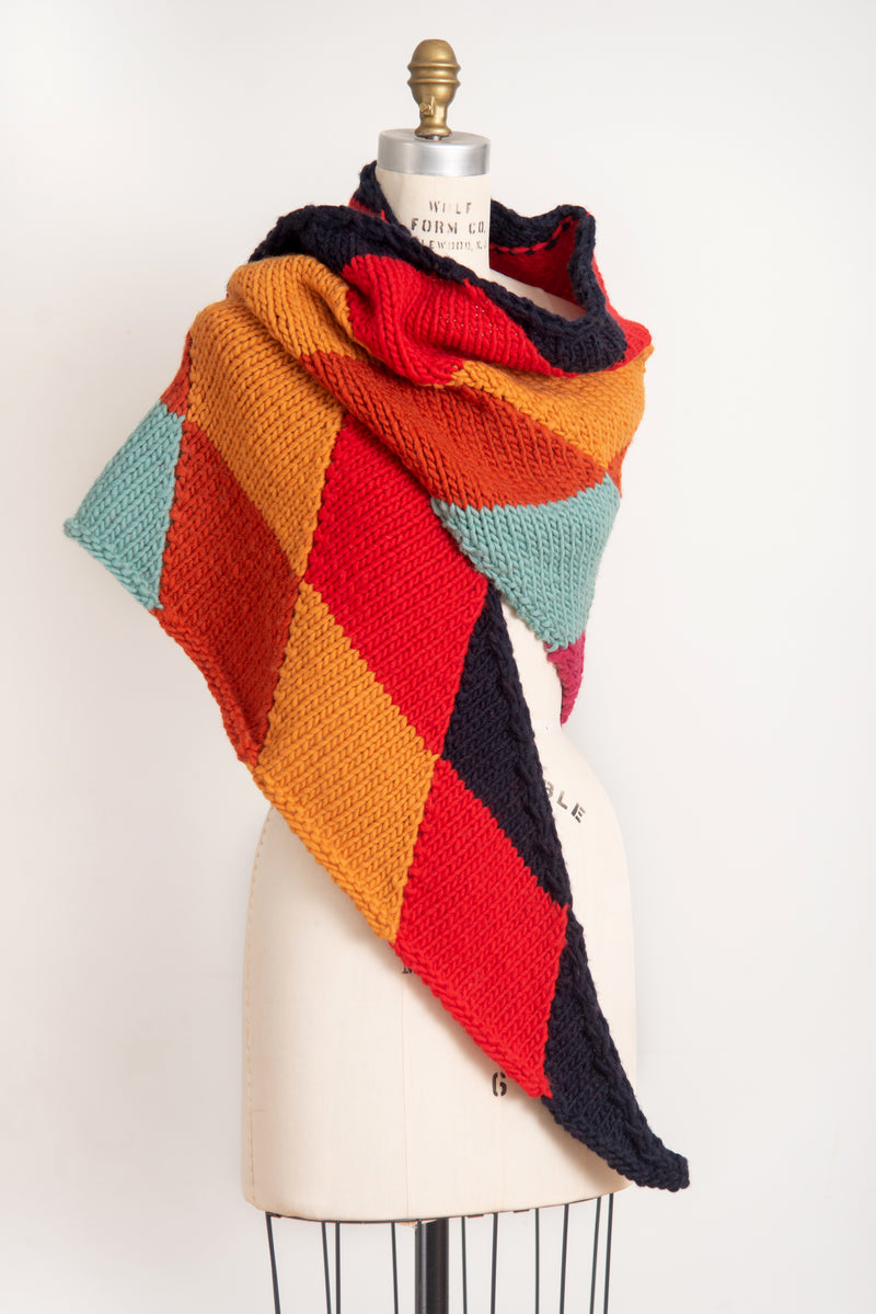 Scarf multicolor with red, camel, orange and black. - TopU-Up