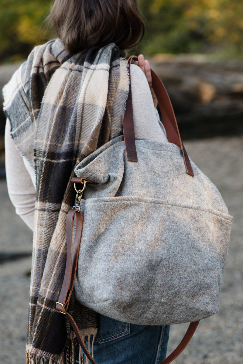 wool crossbody project tote