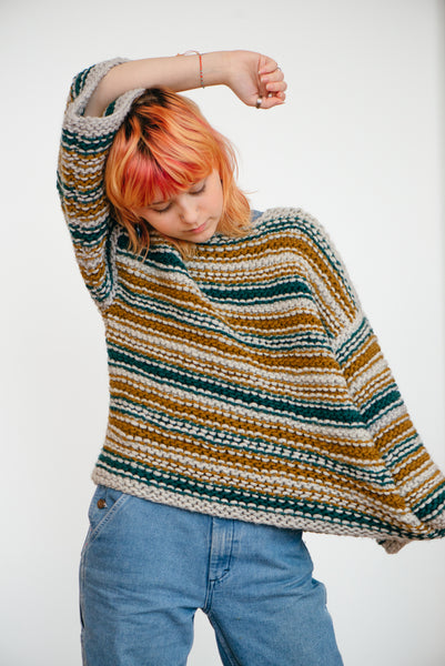 The Rectangle Project #8 / Striped Pullover Beginner Knitting Pattern ...