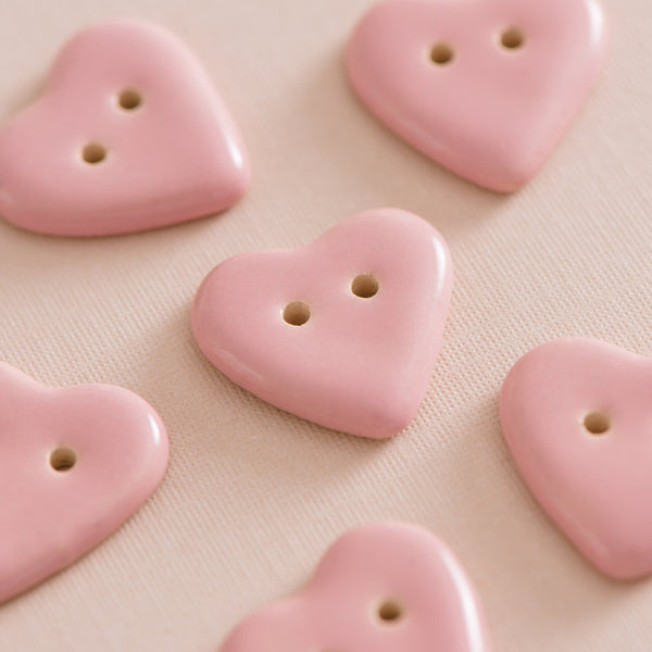 soft pink heart buttons