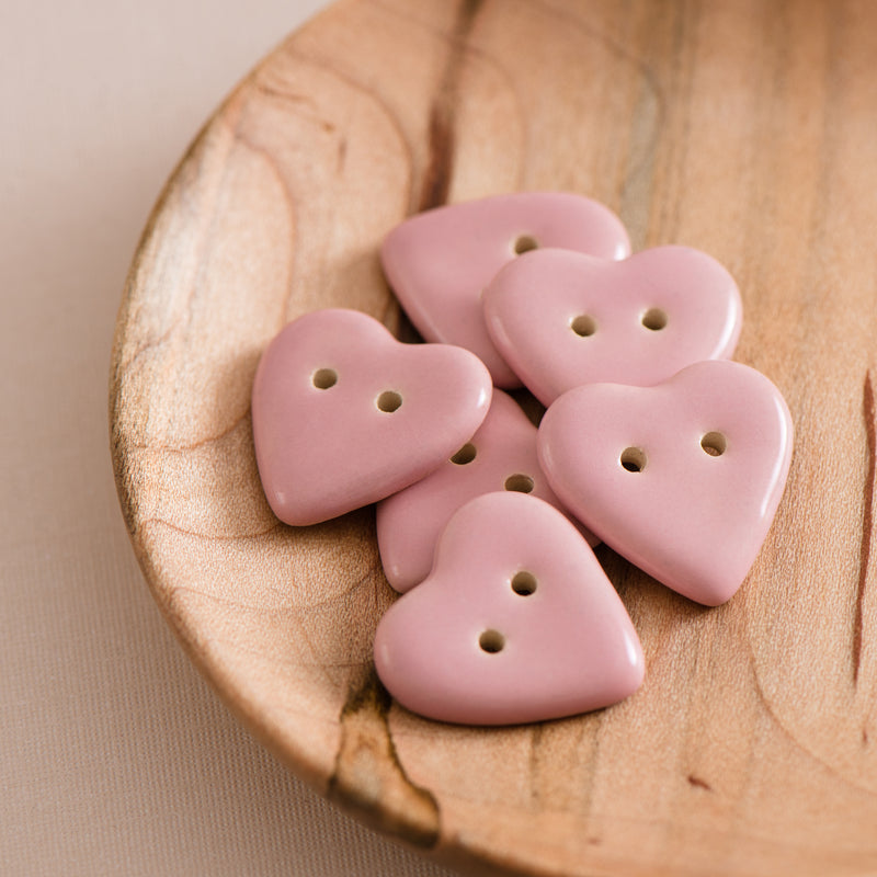 soft pink heart buttons – Quince & Co.
