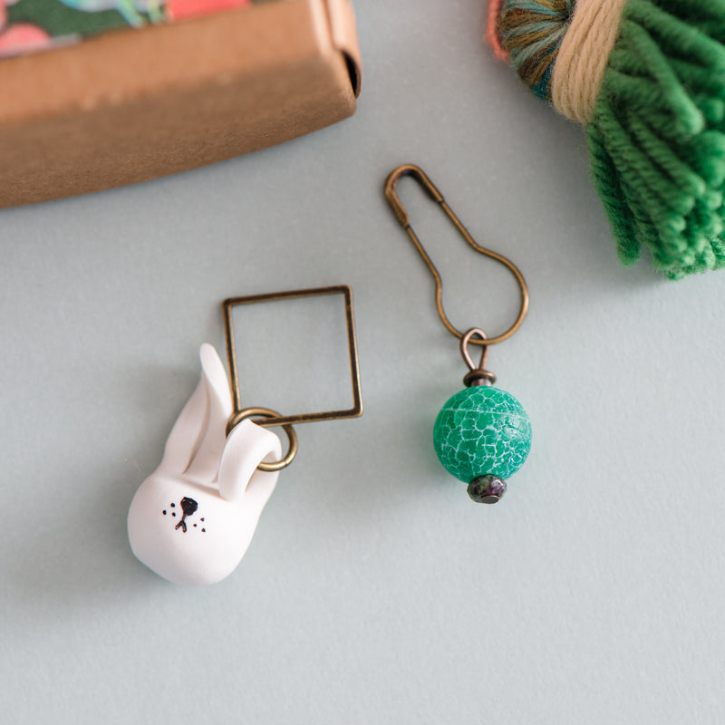 spring hare stitch markers