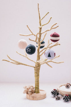 round ornaments and candy pieces