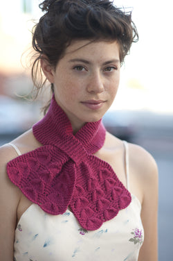 hand knit pink ascot