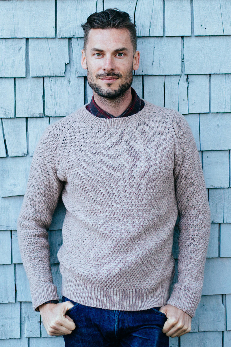 Knitting pattern for an adult pullover with textured stitches